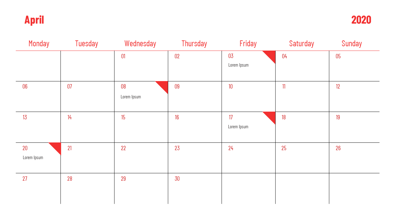 powerpoint calendar template-april